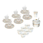 Zukhroof white with silver and gold prints Ottoman tea and coffee cups set 28 pcs image number 0