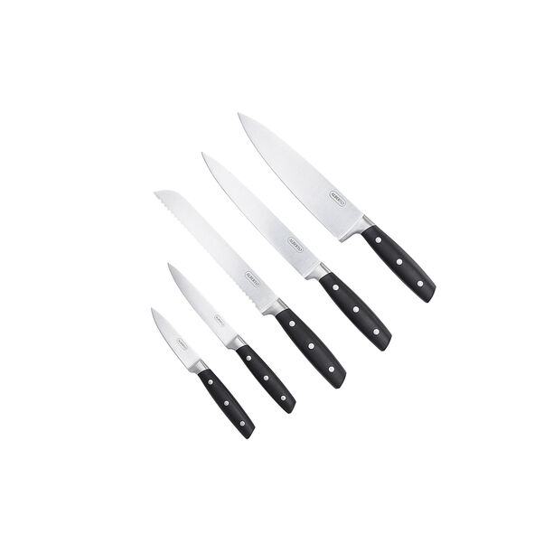 5 Piece Alberto Knives Set Acacia Wood Knife Block With 5 Steel Knives Set And Sharpner image number 2