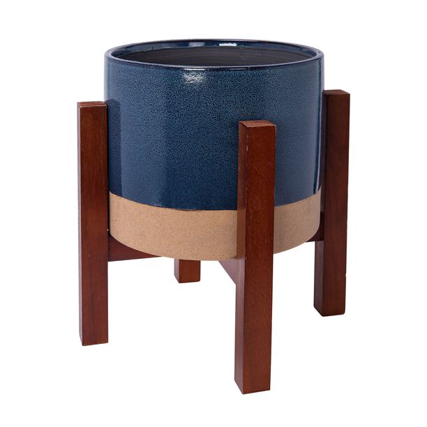 Ceramic Blue Planter With Stand 11.5" image number 0