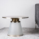 Coffee Table Frosted White Glass Base Gold Brass Top 61*44 cm image number 0