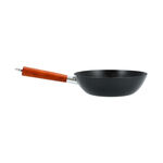 Non Stick Round Wok Pan With Wood Handle 25cm Black image number 2