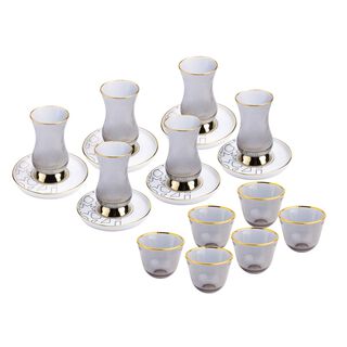 La Mesa white porcelain and glass tea and coffee cups set 28 pcs