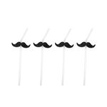 4 Pieces Plastic Straws With Black Mustache image number 0