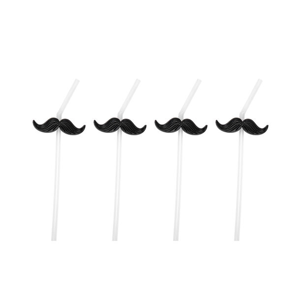 4 Pieces Plastic Straws With Black Mustache image number 0