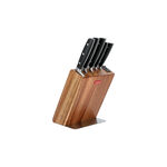 5 Piece Alberto Knives Set Acacia Wood Knife Block With 5 Steel Knives Set And Sharpner image number 1
