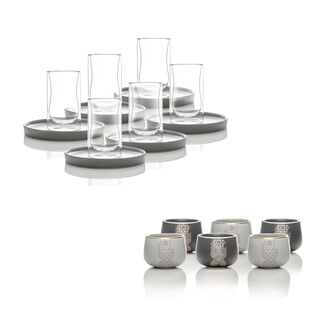 Dallaty grey porcelain and glass Tea and coffee cups set 18 pcs