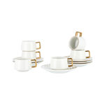 Dallaty white and gold porcelain Turkish coffee cups set 12 pcs image number 0