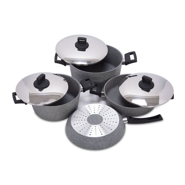 Alberto 7Pcs Granite Cookware With Lid & Soft Handles Granistone image number 1