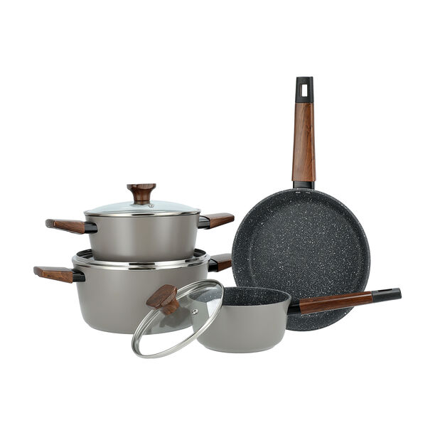7 Piece Alberto Forged Aluminum Cookware Set (20/24 16Sp 24Fp) Brown Color image number 1