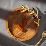 Wooden Round Dish With Olive Decoration Small ( Single Decoraction ) 16Cm image number 3