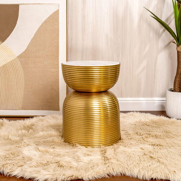 Side Table Gold With Marble Top image number 0