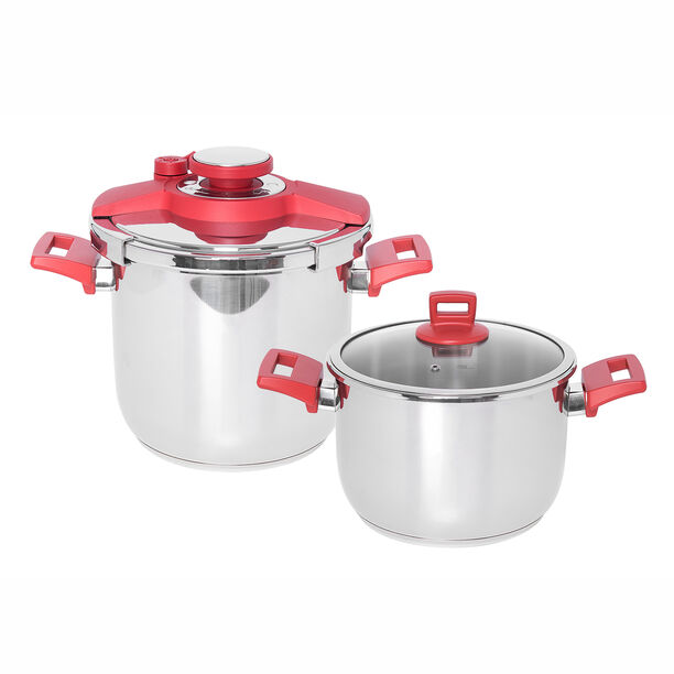 Alberto Pressure Cookers Set With Red Handles image number 0