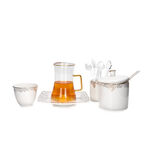Dallaty white with silver and gold prints Tea and coffee cups set 28 pcs image number 3