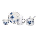 La Mesa blue porcelain and glass tea and coffee cups set 21 pcs image number 2