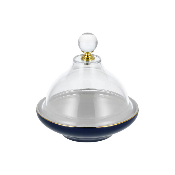 Dallaty dark blue porcelain date bowl with lid 13*13*12 cm image number 3
