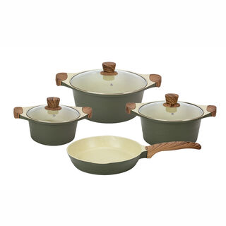 Alberto London 7 Pieces Ceramic Cookware Set Olive 