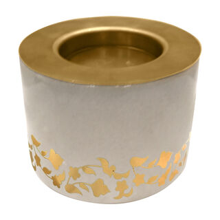 Marble & Metal Round Candle Holder Majestic Gold