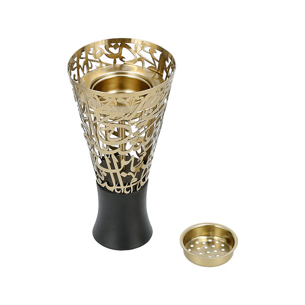 Ambra gold metal arabic calligraphy oud burner with a box and a picker 14*14*28 cm image number 2