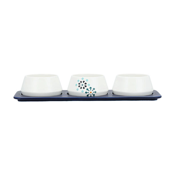 Dallaty white porcelain nut bowls with tray set 4 pcs image number 1