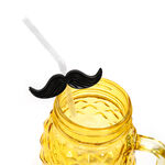4 Pieces Plastic Straws With Black Mustache image number 2