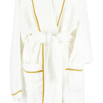 100% cotton bathrobe with gold sateen piping size S/M image number 3