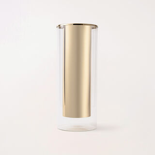 Oulfa gold metal/ glass cylindrical vase 15*15*39 cm