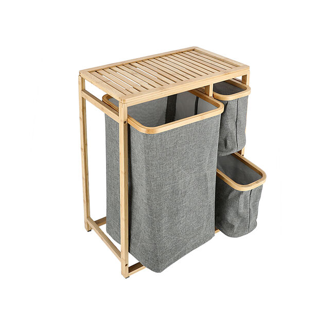 Homez bamboo laundry basket organizer 49.5*30*70 cm image number 3