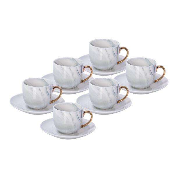La Mesa light grey marble Turkish coffee cups set 12 pcs image number 0