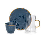 Arabic Tea and Coffec Set 18Pc Porcelain Mattglow Blue image number 2