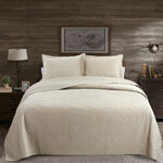 Boutique Blanche beige cotton king size bed spread 3 pc set image number 0