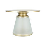 Coffee Table Frosted White Glass Base Gold Brass Top 61*44 cm image number 1