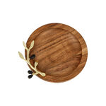 Wooden Round Dish With Olive Decoration Small ( Single Decoraction ) 16Cm image number 2
