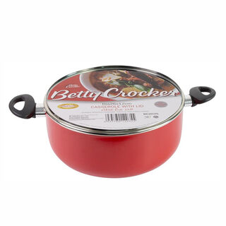 Betty Crocker Non Stick Stockpot With Glass Lid Red Color 