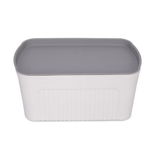 7L white storage basket with grey lid 35.5*21.5*14 cm