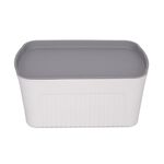 7L white storage basket with grey lid 35.5*21.5*14 cm image number 1
