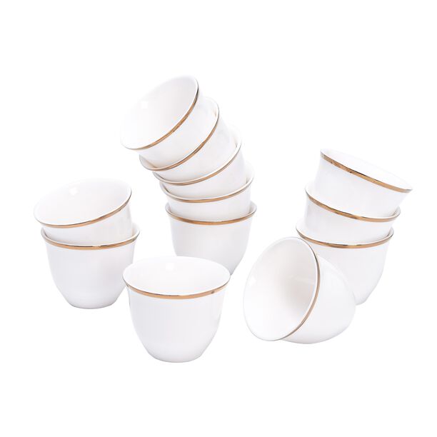 La Mesa white and gold porcelain coffee cups set 12 pcs image number 1