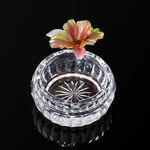 Glass Round Ashtray Crystal Flower Pink image number 3