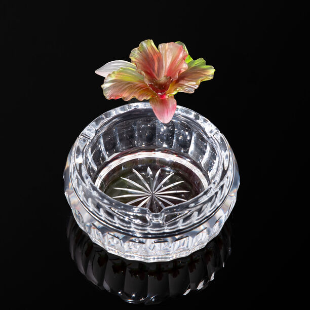 Glass Round Ashtray Crystal Flower Pink image number 3