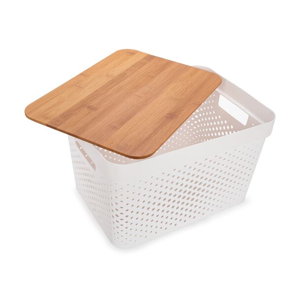 18L storage basket with bamboo lid 35.5*26.5*22.2 cm image number 2