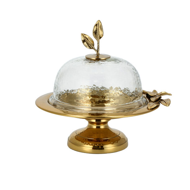 ARABESUE CAKE DOME SMALL WITH EVERGREEN LEAF ACCENT9.50*8.50*7.50 Cm image number 0