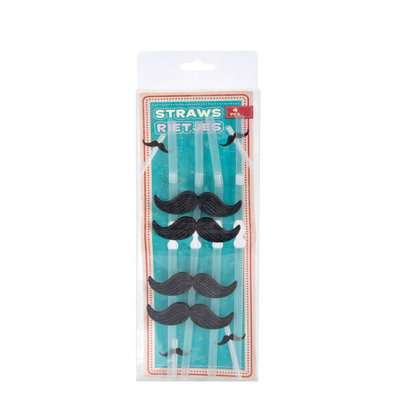 4 Pieces Plastic Straws With Black Mustache image number 1