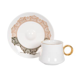 La Mesa white and gold porcelain Turkish coffee cups set 12 pcs