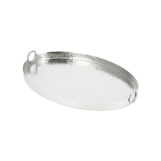 Oval hammered tray nickel plated 52.5*36*6.5 cm