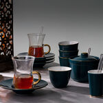Zukhroof dark green porcelain and glass Tea and coffee cups set 28 pcs image number 4