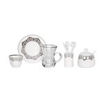 La Mesa white and silver porcelain and glass tea and coffee cups set 28 pcs image number 3