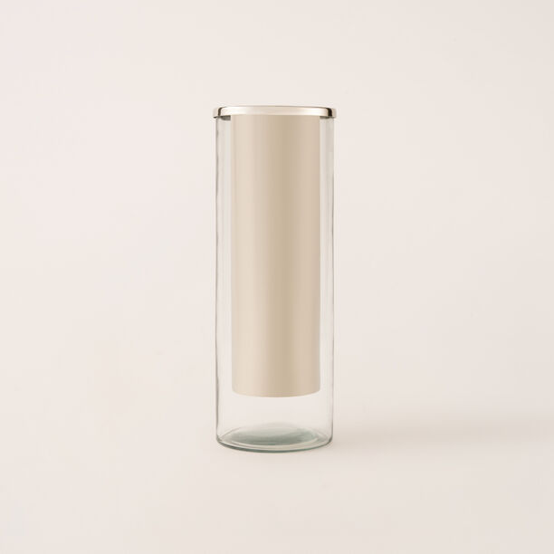 فازة اسطوانية مصنوعة من المعدن / زجاج باللون الفضي من مجموعة أُلْفَة 11.5*11.5*31 سم image number 1