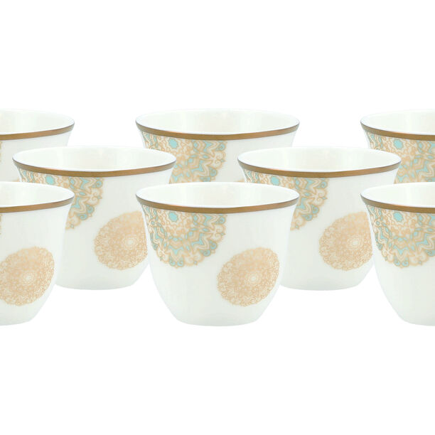 La Mesa fayrouz and gold porcelain coffee cups set 12 pcs 90ml image number 3