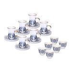La Mesa blue porcelain and glass tea and coffee cups set 18 pcs image number 1