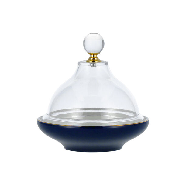 Dallaty dark blue porcelain date bowl with lid 13*13*12 cm image number 1