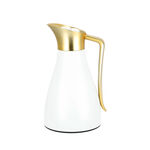 Dallaty steel vacuum flask white with matt golden handle 1L image number 0